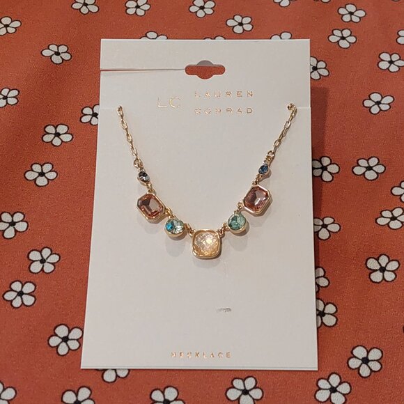 LC Laura Conrad Gold Tone Crystal & Simulated Multi-color Necklace & Earrings - Picture 2 of 10